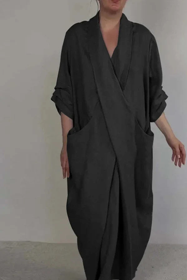 Brīva kritiena kokvilnas-linu kleita