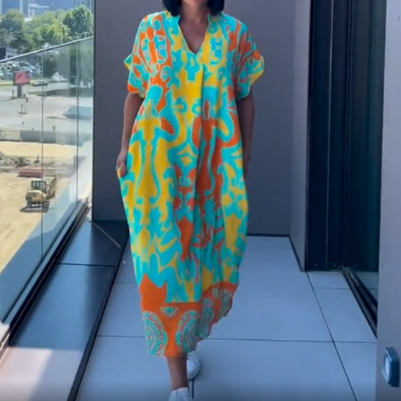 Sieviešu brīvā laika eleganta apģērba kleita ar rakstu