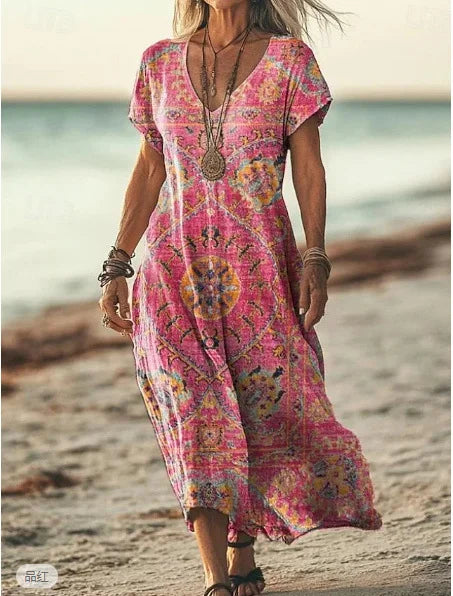 Vasarīga, brīva kleita ar ziedu apdruku