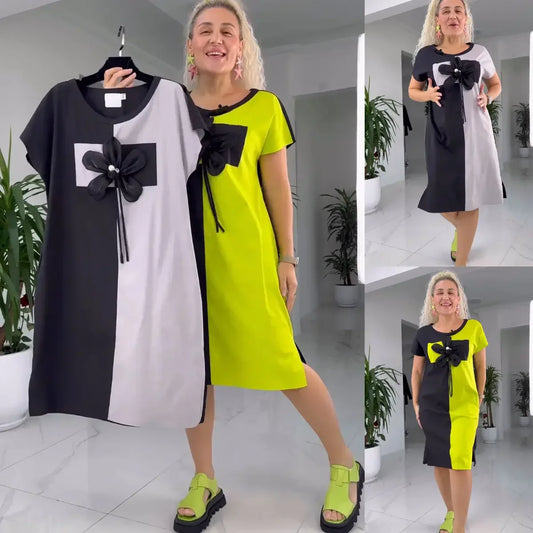 Divkrāsu kleita ar ziedu