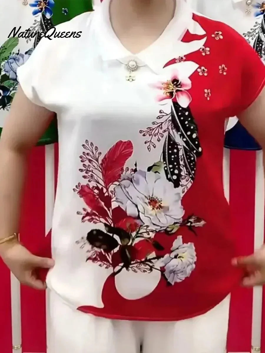 Sieviešu ērta īsroku blūze