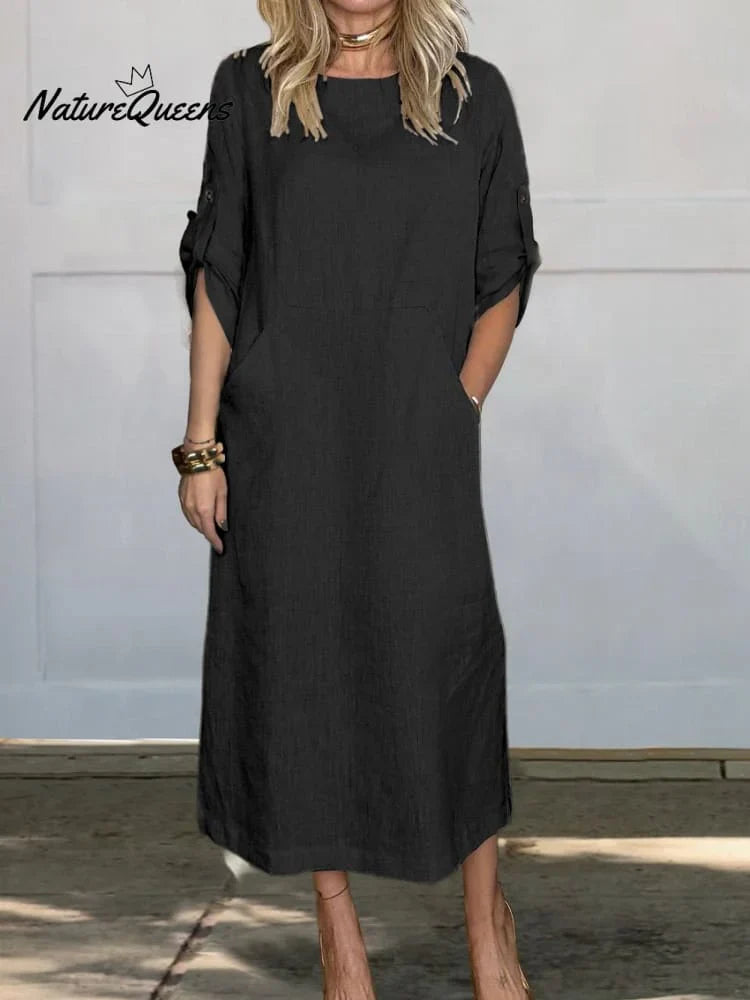 Ērta sieviešu kleita no kokvilnas