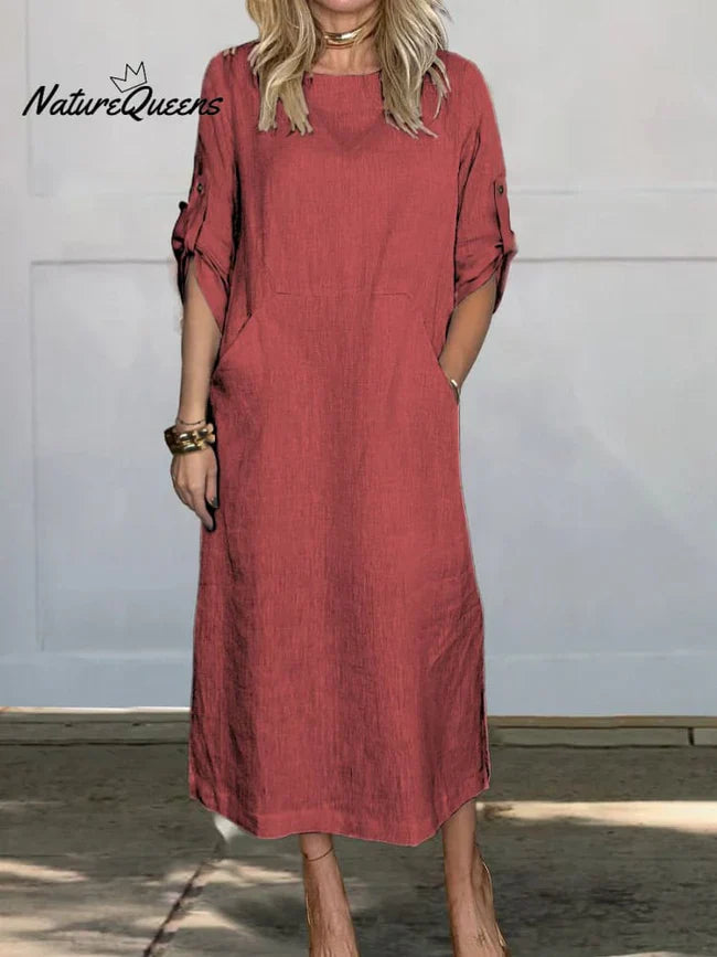 Ērta sieviešu kleita no kokvilnas