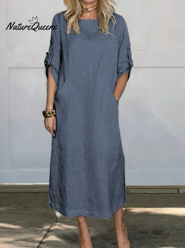 Ērta sieviešu kleita no kokvilnas