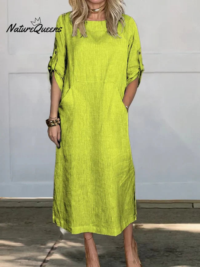 Ērta sieviešu kleita no kokvilnas