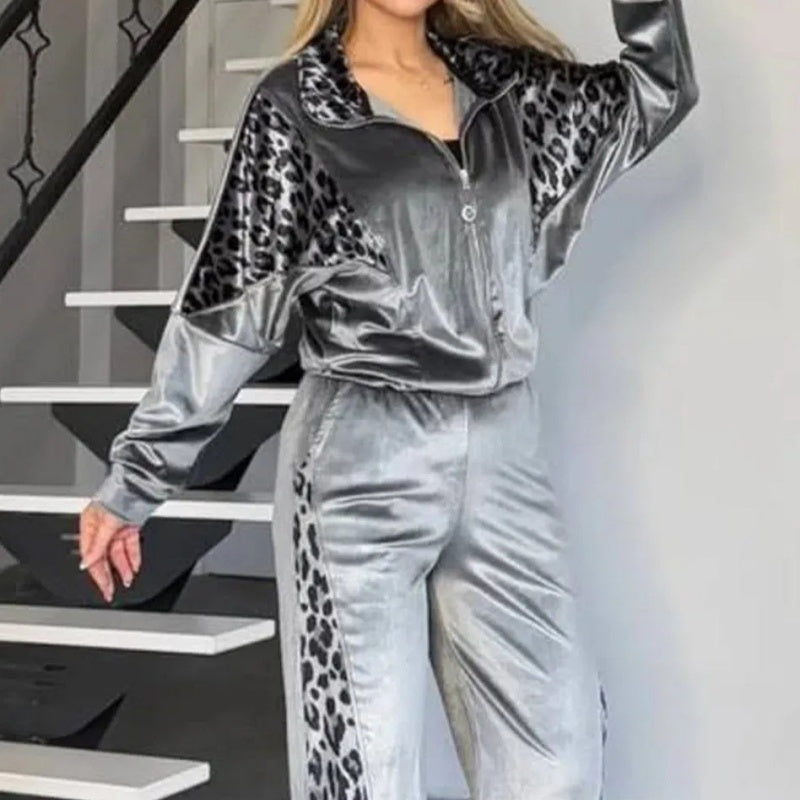 Stila divdaļīgs leopardu raksta kostīms