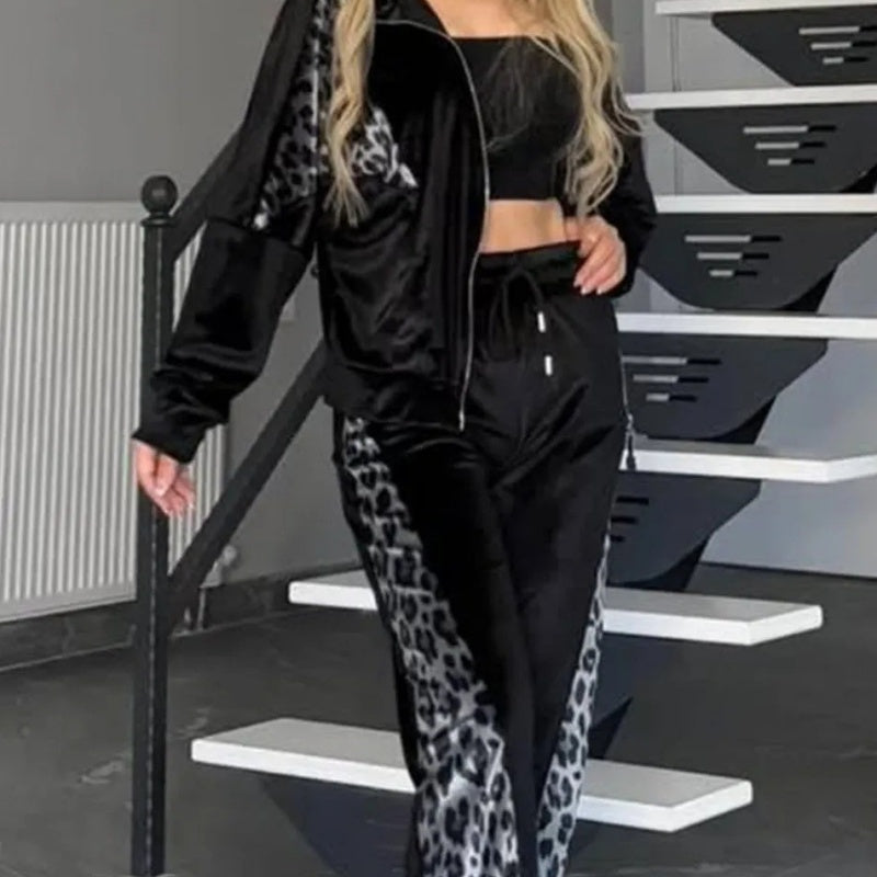 Stila divdaļīgs leopardu raksta kostīms