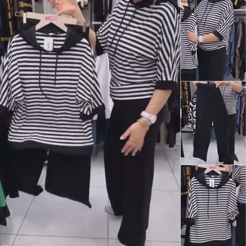 Sieviešu svītrains atpūtas komplekts